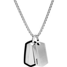 Fossil Men Jewelry Fossil Chevron Dog Tag Necklace - Silver/Black