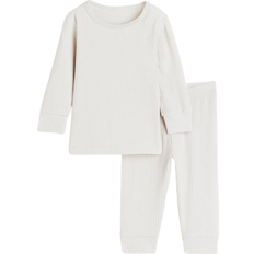 H&M Babyer Børnetøj H&M Baby Ribbet Bomuldssæt - Lys Beige (0867135069)