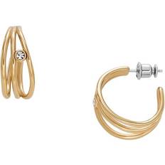 Skagen Øreringe Skagen Women's Glitz Wave Gold-Tone Stainless Steel Hoop Earrings, SKJ1759710