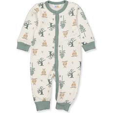 1-3M Jumpsuits Joha Pysjamas ull/bambus "Owl" Green AOP