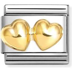 Oro Ciondoli e Pendenti Nomination Gold Double Hearts Charm