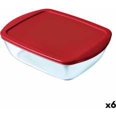 Apto para Congelador Accesorios de cocina Pyrex Fiambrera Hermética Cook & Store Rojo Vidrio 400 ml (6 Unidades) Recipientes de comida