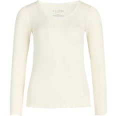 Claire Woman långärmad T-shirt med merinoull dam, Ivory