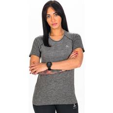 Cycling Tops Odlo Crew Essential Seamless Short Sleeve T-shirt Grey Woman