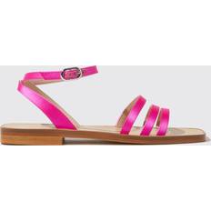 Läder Sandaler Scarosso Sarah Fuchsia Silk Frau Sandalen Pink Seide