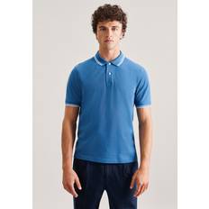 Poloshirts Seidensticker Kragen Polo-Shirt Gerader Schnitt Normal-Fit Blau