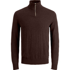 Jack & Jones Emil Knit Half Zip Seal Brown