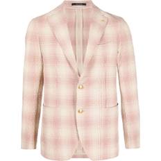 Men - Pink Blazers Tagliatore check-pattern seersucker blazer men Elastane/Cotton Neutrals