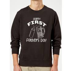 Happy First Fathers Day Sweatshirt Black Black