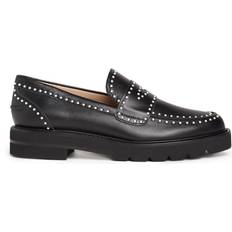 Man - Ruime Pasvorm Lage schoenen Stuart Weitzman PARKER LIFT MINI PEARL LOAFER, FLATS AND LOAFERS, BLACK, CHIFFON CALF