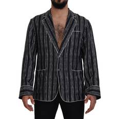 Man - Striped Outerwear Dolce & Gabbana Blue Striped Silk Pajama Shirt Jacket IT5