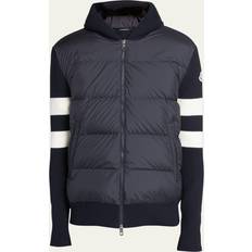 Moncler Striped Sleeve Padded Wool Cardigan Night Blue