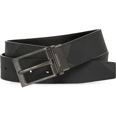 Burberry Belts Burberry Mens Charcoal/graphite Check-print Reversible Faux-leather Belt