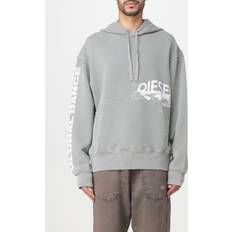 Diesel Hoodie oversize sbiadito con stampa grafica Felpe Uomo Grigio