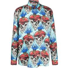 Philipp Plein Men Shirts Philipp Plein skull-print shirt men Fabric Blue