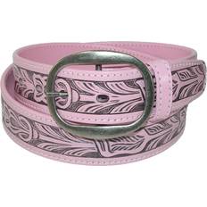 Pink Belts CTM Leather Western Embossed Belt with Removable Buckle