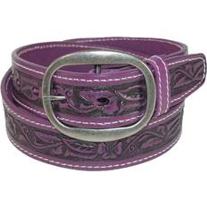 Purple - Women Belts CTM Leather Western Embossed Belt With Removable Buckle