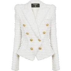 Balmain tweed double-breasted button blazer women Polyamide/Acrylic/Cotton/Metal White