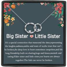 Shein 1pc Big Sister & Little Sister Twisted Wire Pendant Necklace Women's Fashionable Double Loop Flower Wreath Charm Necklace Copper W/ Sisters