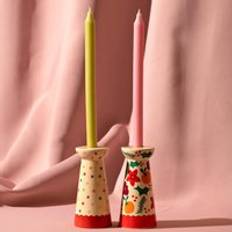 Red Advent Candle Holders Raspberry Blossom Set of 2 MultiColoured Advent Candle Holder