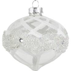 White Christmas Tree Ornaments Beaded Glitter Bauble Christmas Tree Ornament