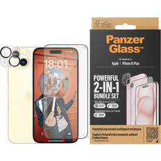 PanzerGlass iPhone 15 Plus 2-i-1 Bundle m. EasyAligner Skärmskydd UWF Kameraskydd Genomskinlig Svart