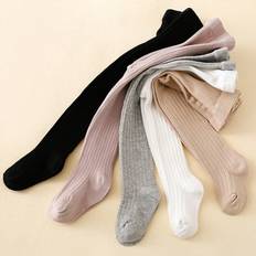 Pantyhoses Children's Clothing on sale Shein Baby Girls Simple Versatile Striped Leggings 5-pairs