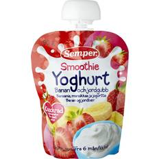 Glutenfritt Barnmat & Ersättning Semper Smoothie Yogo Banan Jordgubb 6M 90g 1pack