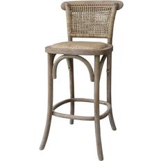 Chaises Chic Antique En Bois Et Osier Marron 43.5 x 51.5 x 103 cm Tabouret de bar