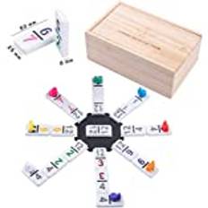 Dominospel Mexican train hout naturel/wit 101-delig