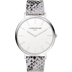 Liebeskind Berlin Dam analog kvartsklocka med äkta läderarmband, silver, One Size, Bälte