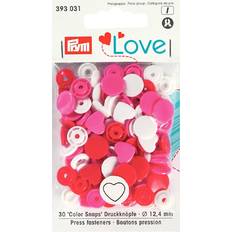 Trykknapper Prym Love – Non-sew Color Snaps – Hjerte rød/hvit/rosa -12,4 mm