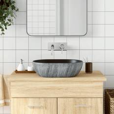 Da Banco Lavandini da bagno vidaXL Lavabo Da Appoggio Nero e Grigio Ovale 47x33x13 cm Ceramica