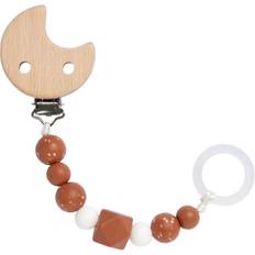 Schnullerketten reduziert Lässig Soother Holder Wood/Silicone Little Universe Brown braun