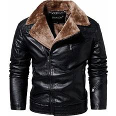 Shein Men's Turn-down Collar Motorcycle Style - Black