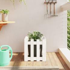 Pots, Plants & Cultivation vidaXL Garden Planter with Fence White Wood Pine 40x40x40cm 40x50x40cm