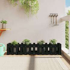 Pots & Planters vidaXL Garden Raised Bed with Fence Pine 50x50x50cm