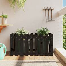 Pots & Planters vidaXL Garden Raised Bed with Fence Pine 50x50x50cm