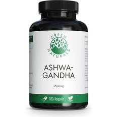 Ashwagandha Nahrungsergänzung Green Naturals Ashwagandha 2500mg High Dose Vegan 180 Stk.