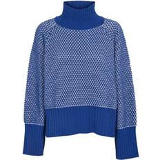 Basic Apparel Tøj Basic Apparel Strik Line T-Neck Light Grey/Blue