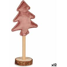 Poliéster Decoraciones Madera 8 x 13 x 30 cm - Rosa Árbol de Navidad