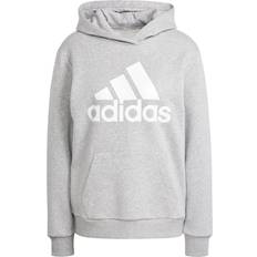 Boyfriend Tops Adidas Essentials Logo Boyfriend Fleece Hoodie - Medium Grey Heather/White