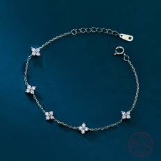 Shein Armbänder Shein 1pc Stylish S925 Silver Simple And Aesthetic Style Clover Shaped Bracelet, Perfect For Daily Wear And Party Wear