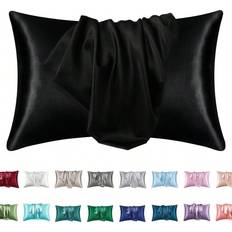 Silke - Svarta Örngott Shein 2 pcs Pillowcase for Hair and Silk Pillowcase Pillow Cases Set of 2, Silky Pillow Cover with Envelope Closure Örngott Svart