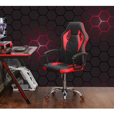 Schwarz Gaming-Stühle reduziert Home Happy gepolsterter & ergonomischer Gamingsessel schwarz & rot