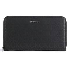 Calvin Klein Logo RFID Zip Around Wallet - BLACK