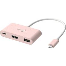 Vaaleanpunainen Telakointiasemat j5create USB-C-HDMI 4K 90 W