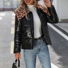 Leopard Kappor & Rockar Shein Leopard Print Borg Collar Puffer Coat