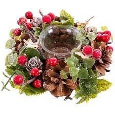 Plast Lysestager BigBuy Christmas Julelys Holder Rød Multifarvet Foam Lysestage