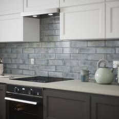 Johnson Tiles Tiles Maya Grey Gloss Structured Plain Ceramic Tile, Pack Of 54, L245mm W75mm